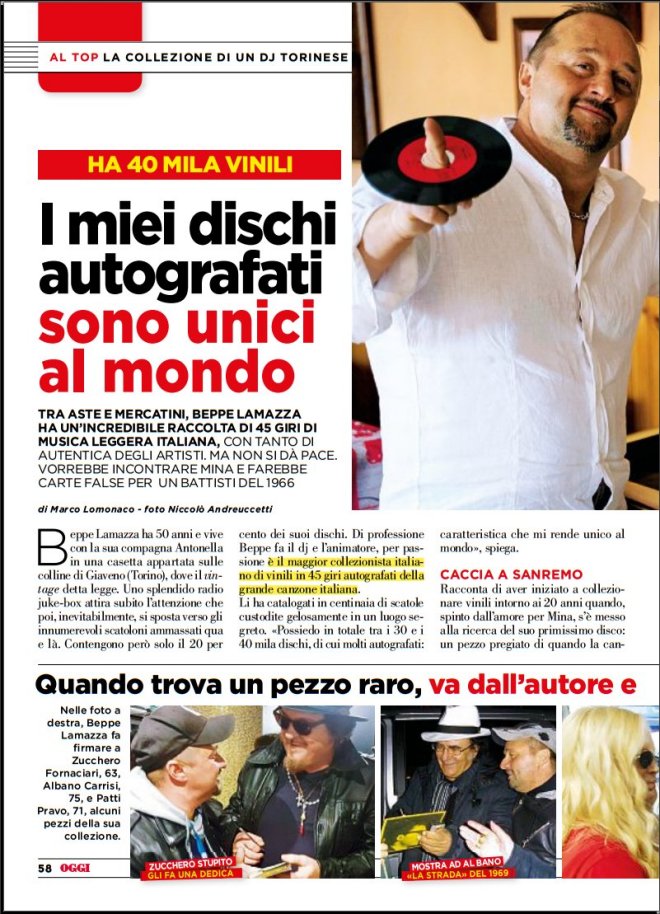 Beppe DJ Giuseppe Lamazza intervistato dal giornale Oggi
